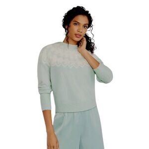 Ann Taylor Fair Isle Mint Green Sweater